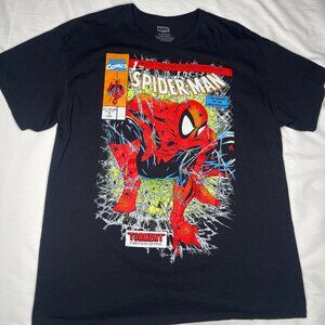 Marvel Spider-Man Graphic T Shirt XL Black Comic Book Oversized Tee